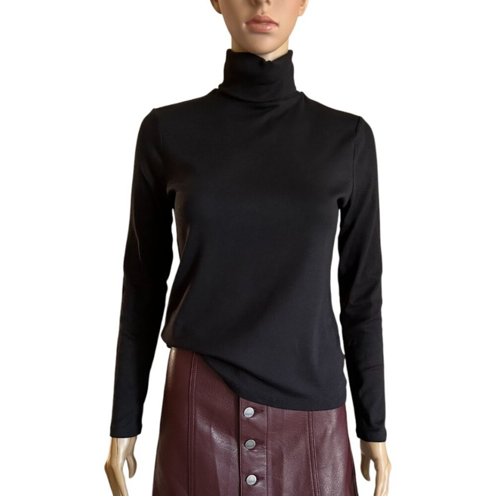 A.N.A Women's Long Sleeve Turtleneck Black Petite Small 🦋
